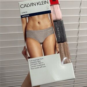 Calvin Klein 3-Pack Hipster Panties in Pink, Gray, and Tan